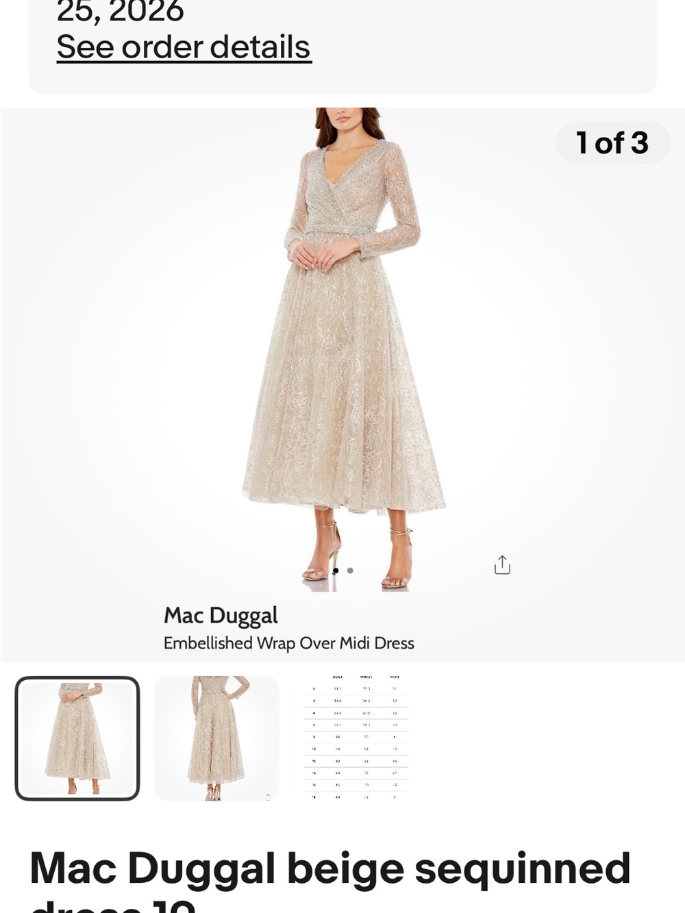 Mac Duggal Champagne-Beige Embellished maxi dress,gorgeous. - Picture 5 of 6